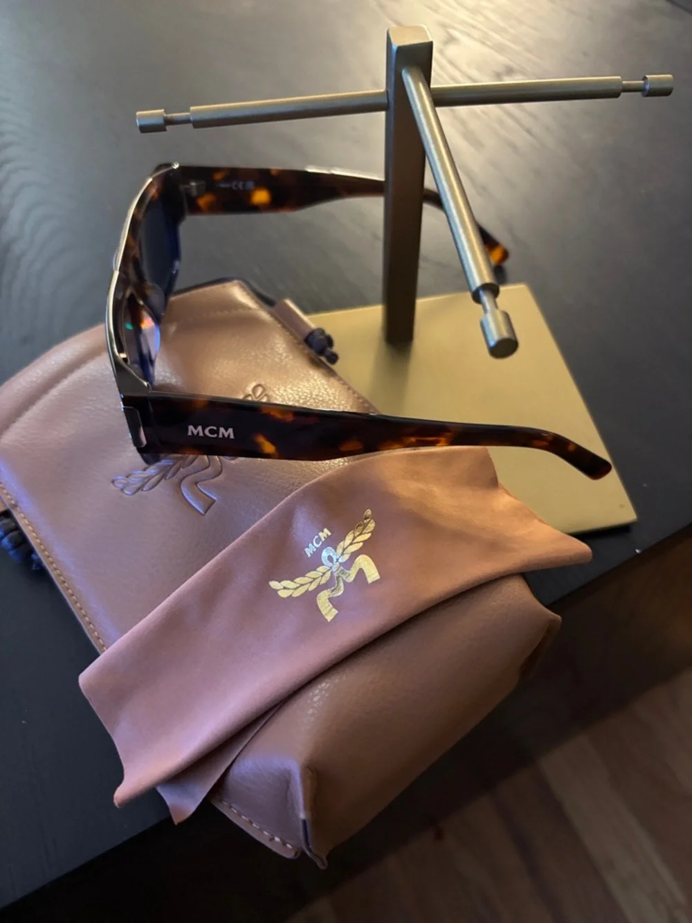MCM Tortoiseshell Square Sunglasses with Dark Lenses - Picture 3 of 3